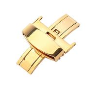 NZBZTMLCYK Ajuste for Tissot Ajuste for Armani 316L Metal Acero inoxidable Doble prensa Mariposa Hebilla 14 16 18 20 22 24mm Hebilla de reloj universal de alto grado Cierre de reloj(16mm Gold)