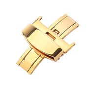NZBZTMLCYK Ajuste for Tissot Ajuste for Armani 316L Metal Acero inoxidable Doble prensa Mariposa Hebilla 14 16 18 20 22 24mm Hebilla de reloj universal de alto grado Cierre de reloj(20mm Gold)