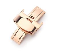 NZBZTMLCYK Ajuste for Tissot Ajuste for Armani 316L Metal Acero inoxidable Doble prensa Mariposa Hebilla 14 16 18 20 22 24mm Hebilla de reloj universal de alto grado Cierre de reloj(20mm Rose Gold)
