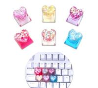 NZDWY 6 teclas personalizadas de corazón brillante, bonita llave de repuesto artesanal para teclados mecánicos Cherry MX, perfil de decoración OEM para teclados de juegos de computadora, llave