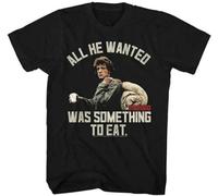 NZFBBJMGB Rambo First Blood All He WA@nt@ed Was Something to Eat Men's T Shirt 80's Movie Black Men T-Shirt