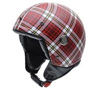 NZI 050260G691 Tonup Tartan Casco de Moto, Tejido a Cuadros Rojos y Blancos, Talla 60-61 (XL)