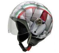 NZI 3D Vintage II Casco de Moto, Mix Bandera Italiana y Detalle de Motocicleta, XL