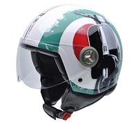 NZI 3D Vintage II Supercinquantotto Casco de Moto, Rojo/Blanco/Verde Mix Bandera Italiana y Detalle de Moto, M