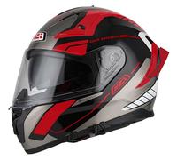 NZI Casco Integral GO Rider, Doble Visera, Pinlock Ready, Preparado para Audio y Vídeo, Homologado R22.06, Adultos (Negro, Gris y Rojo, L)