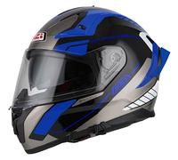 NZI Casco Integral GO Rider, Doble Visera, Pinlock Ready, Preparado para Audio y Vídeo, Homologado R22.06, Adultos (Negro, Gris y Azul, M)
