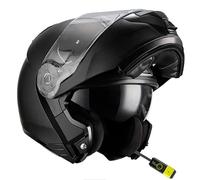 NZI Combi 2 Duo Solid Negro Mate - Twiins HF3 Bluetooth Intercom Integrado - Casco de Moto Modular con Visor Solar Homologado ECE (S)
