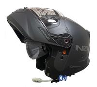 NZI Combi 3 Duo Gris Mate Bluetooth Intercomunicador Headset Integrado - Casco de Moto Modular Abatible con Visor Solar - Homologado P/J ECE 22.06 (L)