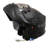 NZI Combi 3 Duo Negro Mate Bluetooth Intercomunicador Headset Integrado - Casco de Moto Modular Abatible con Visor Solar - Homologado P/J ECE 22.06 (M)