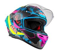 NZI Helmets Trendy 3 Stream, Casco Integral para Moto, ECE/UN R 22.06, Negro Mate/Blanco, 1600g, Resina Termoplástica, Deportivo. Talla L