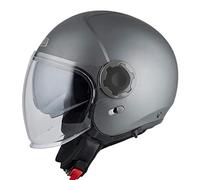 NZI RINGWAY Duo Solid Antracita Mate | Casco de Moto Jet Abierto con Visor Solar - Unisex Hombre y Mujer Homologado ECE (XS)