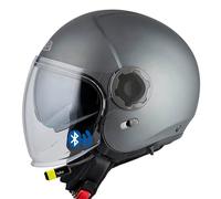 NZI RINGWAY Duo Solid Antracite Matt - Bluetooth Twiins HF3 Intercom Integrado - Casco de Moto Jet Abierto con Visor Solar Homologado ECE (M)