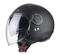 NZI RINGWAY Duo Solid Negro Mate | Casco de Moto Jet Abierto con Visor Solar - Unisex Hombre y Mujer Homologado ECE (S)
