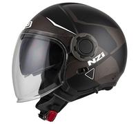 NZI RINGWAY2 Duo Casco Abierto de Motocicleta con Visera Interior Oscura (Black&White Matt, XL)