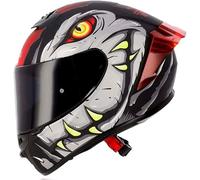 NZI Trendy 3 Stream Raptor Grey Red Mate - Casco de Moto Integral con Pantalla Oscura + Transparente + Spoiler ECE 22.06 - Unisex Hombre y Mujer (XL)
