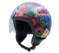NZI Zeta Hawai-Aloha Casco de Moto, Flores y Dibujos Hawaians, S