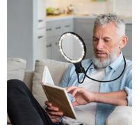 Nzkeuf 10X 5X Lupa de Cuello con Luz, Lupas para Trabajo de Cerca, 3 Modos de Iluminación, Cuello de Cisne Flexible Lupas HD Grande de Mano Iluminada para Reparar, Coser, Personas con Baja Visión