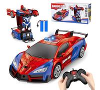Nzkeuf 2 en 1 Coche Teledirigido Spider, 2.4 GHz Transformers Juguete con Luz, Coche RC Robot con Transformación en un Clic & Rotación de 360°, Regalo para Niños y Niñas de 6+ Años