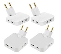 Nzkeuf 4 PCS Enchufe Plano, Ladron Enchufes Plano con USB + Adaptador Type-C, 180° Giratorio US-EU Enchufe Multiple, Diseño Compacto, Apto para Viajar y Uso Doméstico