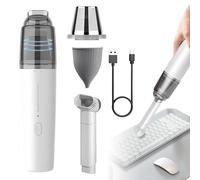 Nzkeuf Aspiradora de Mano sin Cable Portátil, Mini Aspiradora de Mano con Filtro y Cable de Carga Tipo C, 2 Modos de Succión, Carga USB, Ideal para Coche, Sofá, Oficina, Mascotas y Hogar