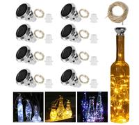 Nzkeuf Cadena de luces para botellas con corcho, 8 piezas de luces solares para botellas al aire libre, 20 LEDs de 2M para iluminación de botellas, cadena de luces para botellas de vino para DIY