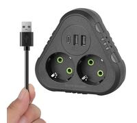 Nzkeuf Enchufe Doble 5 en 1, Enchufe USB con 2 Tomas de CA 2 USB y 1 Tipo C, 2500 W Ladron Enchufes 10 A Enchufes Multiple Pared para Oficina, Dormitorio, Compatible con Teléfono