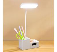 Nzkeuf Flexo LED Escritorio Táctil para Niños, Lampara Escritorio LED con Portalápices y Pequeño Cajón, Carga USB, 3 Modos de Luz y 3 Niveles de Brillo Regulable, Cisne 360° para Estudiar y Leer