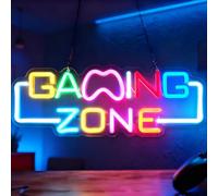 Nzkeuf Gaming Zone Neon LED, Letrero Neon Gamer Decoración de Pared Para Sala con Regulable Alimentación USB, Para Sala de Juegos, Zona de Juegos, Cueva del Hombre, Regalos para Jugadores, Hombres