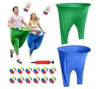 Nzkeuf Granny Pants Yard Game Juego de 2 pantalones para adultos, 2 pantalones gigantes, 12 bolas inflables de arco iris, bomba de aire, juego de fiesta al aire libre para jardín, parque, playa