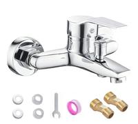 Nzkeuf Grifo Bañera y Ducha, Silver Grifo Ducha con Accesorios de Montaje, Grifería con Llave de Instalación para el Hogar y el Baño, Cromo