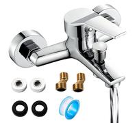 Nzkeuf Grifo Bañera y Ducha, Silver Grifo Ducha con Accesorios de Montaje, Grifería para el Hogar y el Baño, Cromo