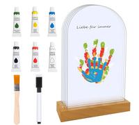 Nzkeuf Kit de Huellas de Manos Familiares para 5 Personas, Kit de Huellas de Manos y Pies de Bebé, Pintura Manos Bebe No Toxica, Recuerdo Personalizado Familiar DIY Regalo para Recién Nacido