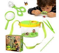 Nzkeuf Kit Explorador Niños, 8 Piezas Kit de Caza de Bichos con Lupa, Unas Pinzas, Tenazas para Insectos y Caja de Observación, Juguetes Educativos Regalos para Niños y Niñas 3 4 5 6 Años
