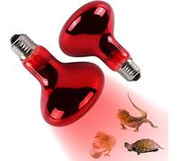 Nzkeuf Lámpara de luz roja para reptiles, 2 unidades, lámpara de calor infrarroja, animales de 100 W, lámpara de luz roja, lámpara de calor para reptiles, E27, lámpara de calor de terrario para