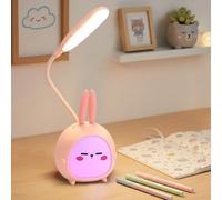 Nzkeuf Lampara Escritorio LED, Lampara Escritorio Infantil, Recargable por USB, para Trabajo, Leer, Estudiar, Protege a ojos, Rosa [Clase de eficiencia energética A]