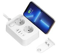 Nzkeuf Regleta Enchufes con USB, Alargador Enchufe Plano con Interruptor, Portátil Extension Electrica, Pared Enchufe Multiple con Proteccion Sobretension y Cable 1.8m para Oficina, Hogar y Viaje