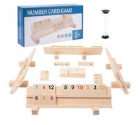 Nzkeuf Rummy Juego de Mesa, Juego de Madera de Rummy con 104 Piezas y 4 Soportes, 2 a 4 Jugadores, para Ninos A Partir de 7 Años, Estrategia Familiar, Diversión y Desafío Mental