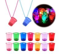 Nzkeuf Vasos de Chupito LED con Cadena, 14 Piezas Vasos Chupito Plastico para Carnaval, Despedida de Soltera, Decoración de Novia, Fiesta de Neón, No es Fácil de Romper, No Tiene Olor y es Duradero