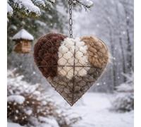 NZLTQO Corazón de nido de pájaros de fibra de alpaca hecho a mano, soporte de material de anidación de pájaros, caja de nido de colibrí para refugio de invierno exterior, regalo de arte de jardín para