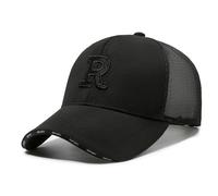 NZLTQO Gorra de béisbol bordada unisex con letra R para papá, gorra de camionero, gorra de tamaño ajustable de 21.6 a 23.6 pulgadas, Negro, Talla única