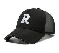 NZLTQO Gorra de béisbol bordada unisex con letra R para papá, gorra de camionero, gorra de tamaño ajustable de 21.6 a 23.6 pulgadas, Blanco Y Negro, Talla única