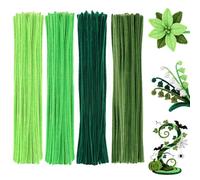 NZNSML 400 unidades limpiador de pipas 4 diferentes verde pipa limpiador de flores Set 30 cm Pipe Cleaner Pipe Cleaner Pipe Cleaner Pipas Limpiador para manualidades decoraciones regalos creativos