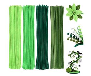 NZNSML 400 unidades limpiador de pipas 4 diferentes verde pipa limpiador de flores Set 30 cm Pipe Cleaner Pipe Cleaner Pipe Cleaner Pipas Limpiador para manualidades decoraciones regalos creativos
