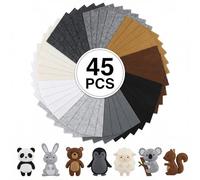 NZNSML 45 unidades de fieltro para manualidades, color gris, 20 x 30 cm, placas de fieltro multicolor, para costura, tela de fieltro para manualidades, decoración, manualidades, costura, patchwork