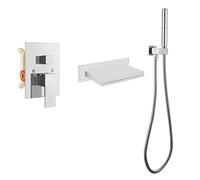 NZPOST Grifo de Ducha Grifos mezcladores de baño Negros Grifo Mezclador de Ducha Tipo Cascada Grifos de baño Tipo Cascada con Cabezal de Ducha