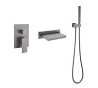 NZPOST Grifo de Ducha Grifos mezcladores de baño Negros Grifo Mezclador de Ducha Tipo Cascada Grifos de baño Tipo Cascada con Cabezal de Ducha