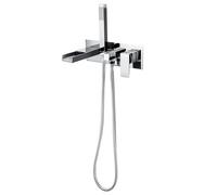 NZPOST Grifos mezcladores de bañera con Ducha, grifos de Cascada Negros para baño, Mezclador Monomando de bañera y Ducha.