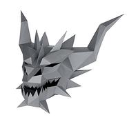 NZPOST Máscara de papel 3D precortada, disfraz de demonio de diablo, Halloween, cosplay, bricolaje, modelo de manualidades de papel, máscara de Navidad (plateado)