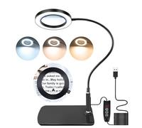 NZQXJXZ 10X 20X Lupa con Luz y Soporte, Lampara Lupa con 72 Leds, 3 Modos de Color y 10 de Regulación Continua, Lámpara de Escritorio para Aficiones, Lectura, Trabajo de Cerca, Joyería