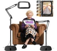 NZQXJXZ 10X 30X Lupa con Luz y Soporte, 2 en 1 Lámpara de Aumento de Piso con 60 LED de Brillo Ajustable, 5 Modos de Color, Lupa Iluminada para Trabajos de Cerca, Costura, Manualidades, Pasatiempos